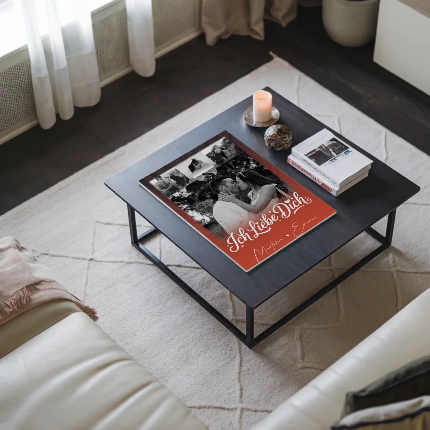 Personalisierbares Fotoboard Magnet Wandbild mit 4 Fotos und kleinem Herz Te Amo 3