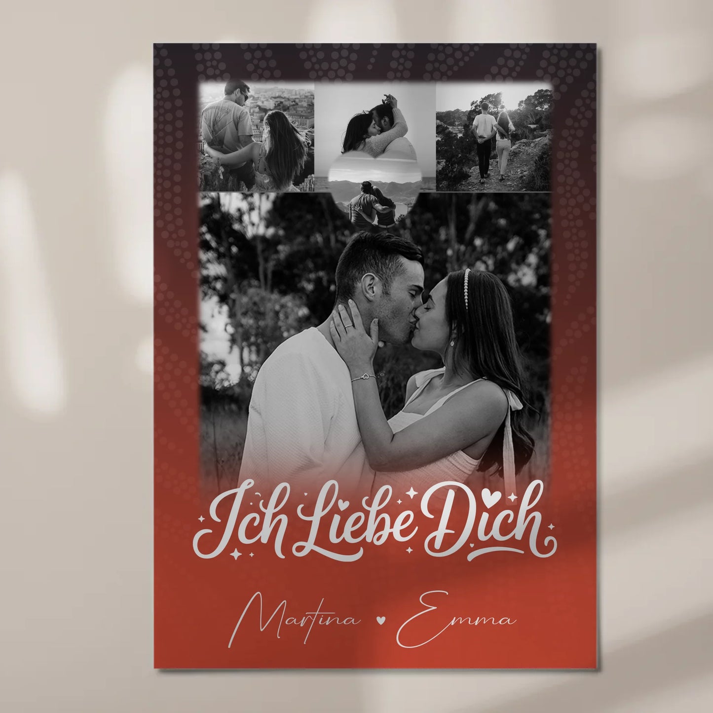 Personalisierbares Fotoboard Magnet Wandbild mit 4 Fotos und kleinem Herz Te Amo 7