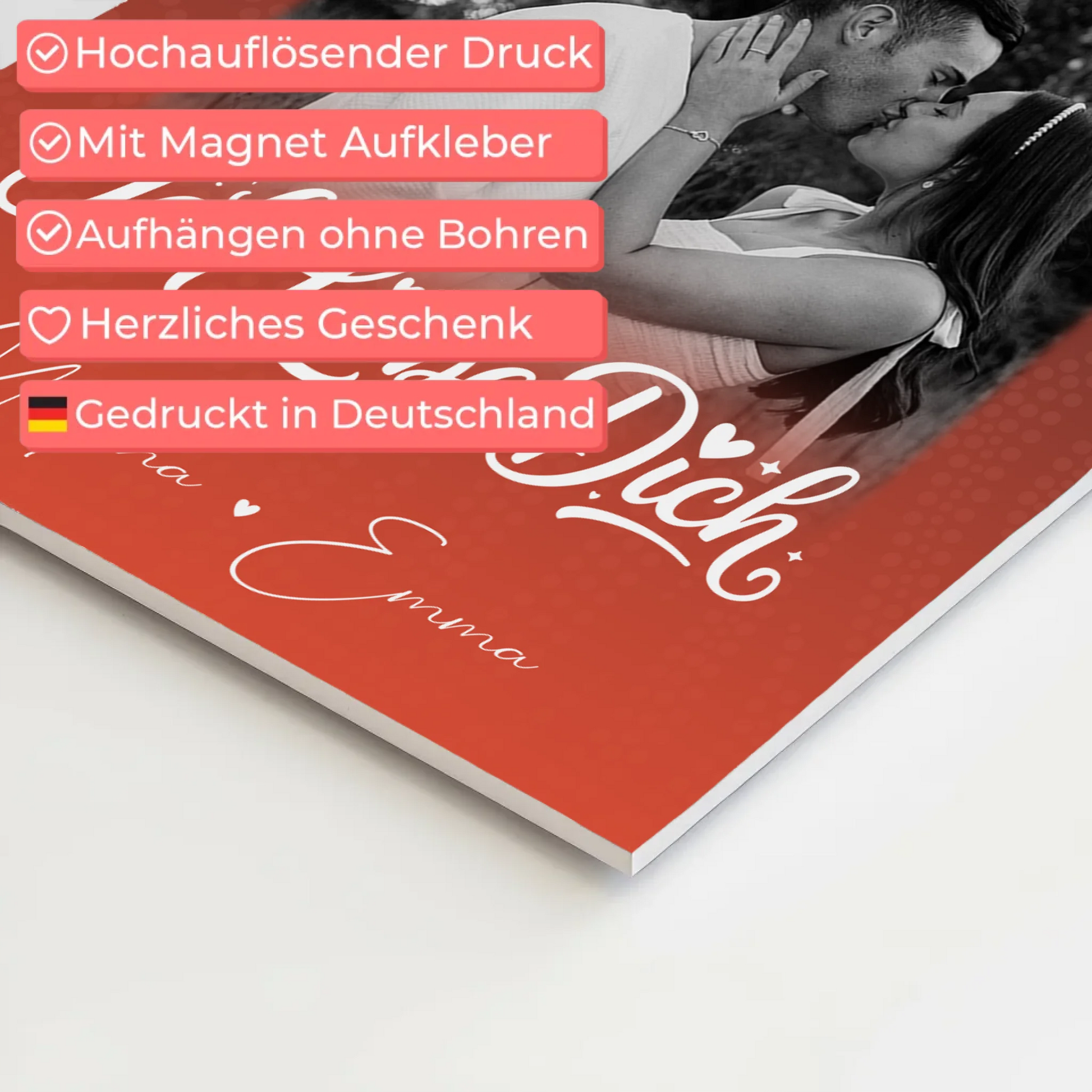 Personalisierbares Fotoboard Magnet Wandbild mit 4 Fotos und kleinem Herz Te Amo 10