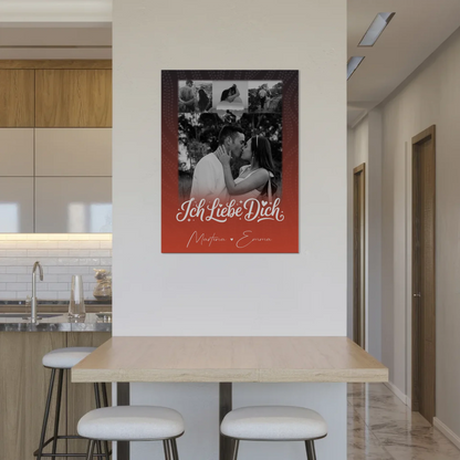 Personalisierbares Fotoboard Magnet Wandbild mit 4 Fotos und kleinem Herz Te Amo
