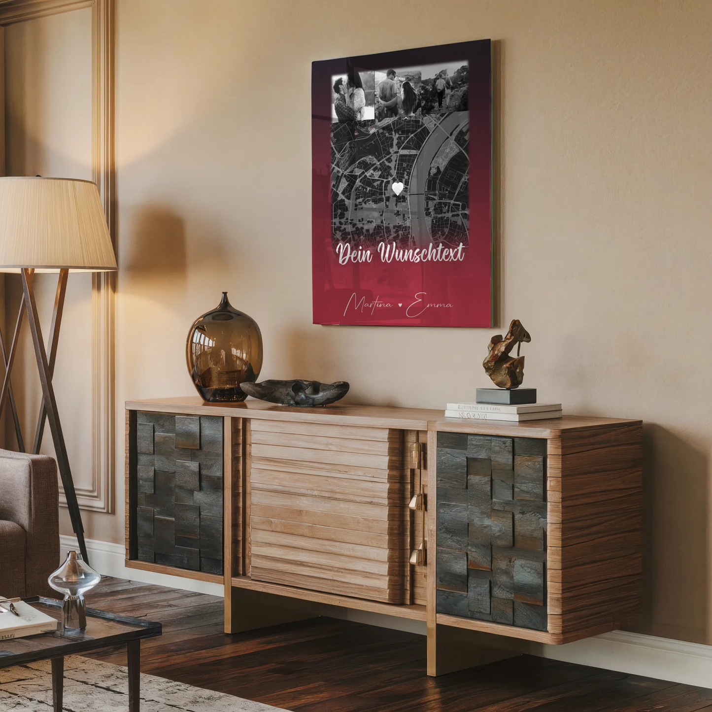 Personalisierte Geschenke mit Foto Acrylglas 4 Fotos Karte Wunschtext Ti Amo für besondere Momente