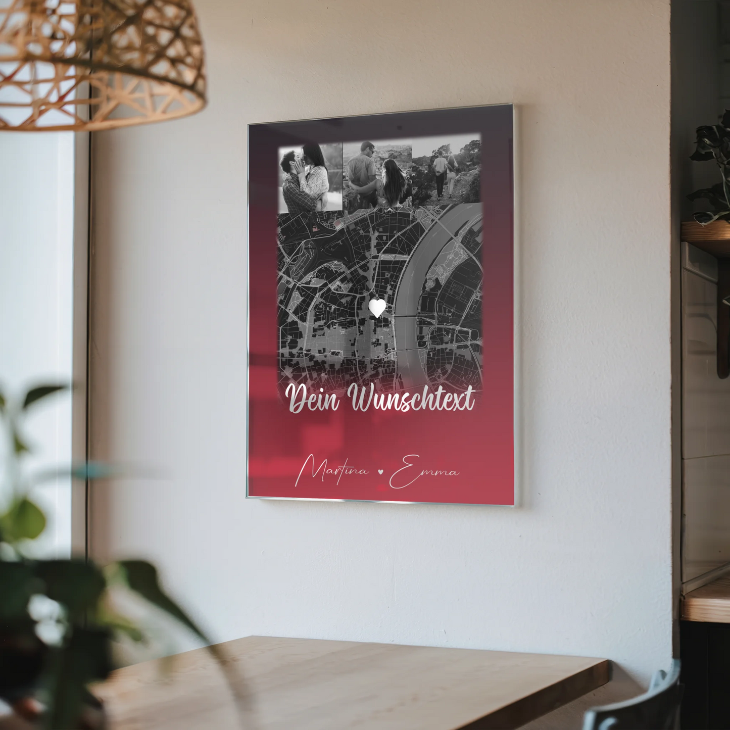 Personalisierte Geschenke mit Foto Acrylglas 4 Fotos Karte Wunschtext Ti Amo für besondere Momente