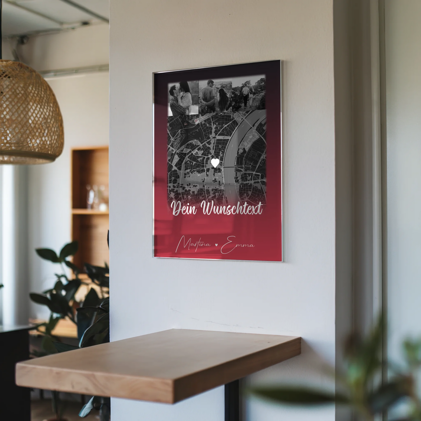 Personalisierte Geschenke mit Foto Acrylglas 4 Fotos Karte Wunschtext Ti Amo für besondere Momente