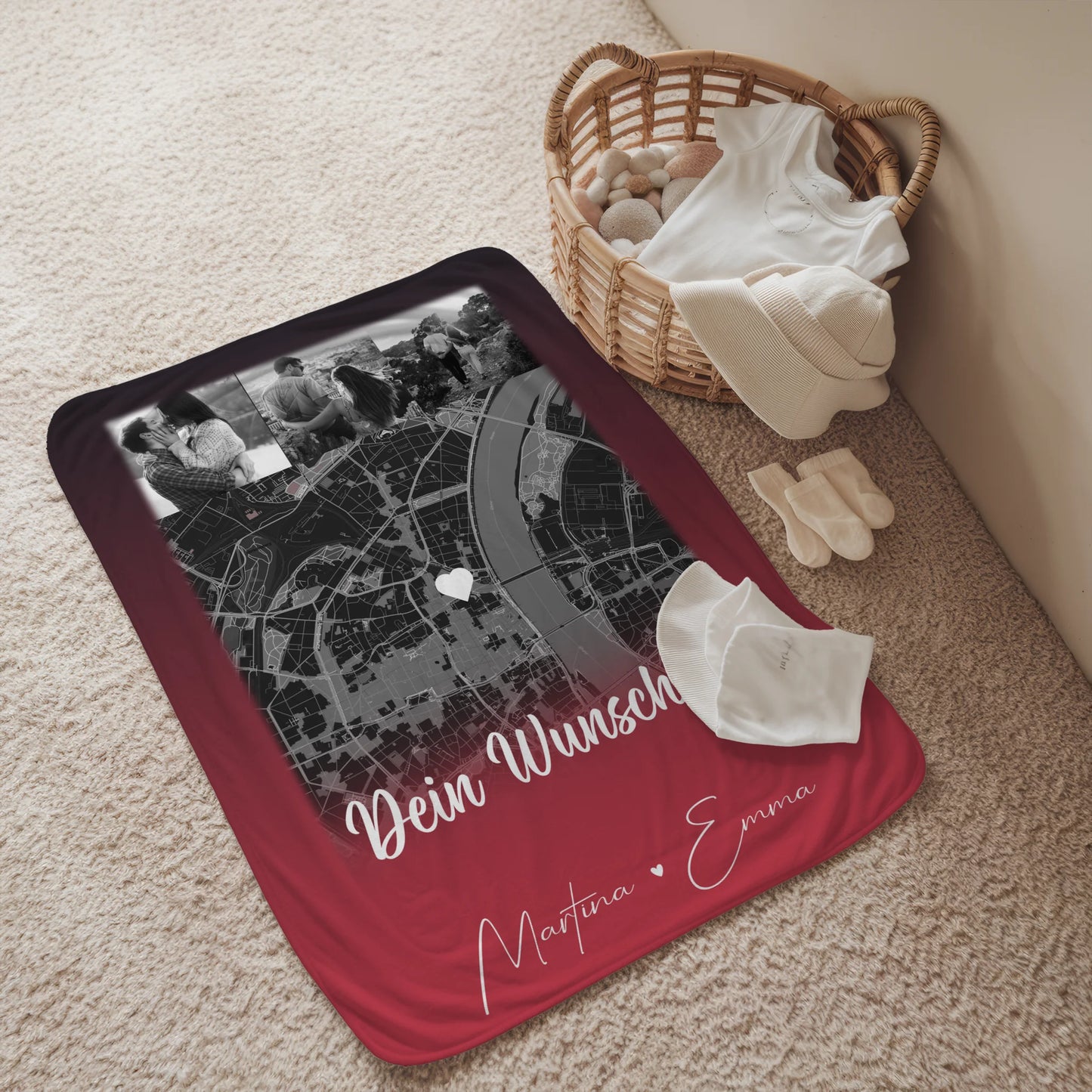 Kuscheldecke Mit Namen 4 Fotos Karte Wunschtext Ti Amo personalisiertes Geschenk 2