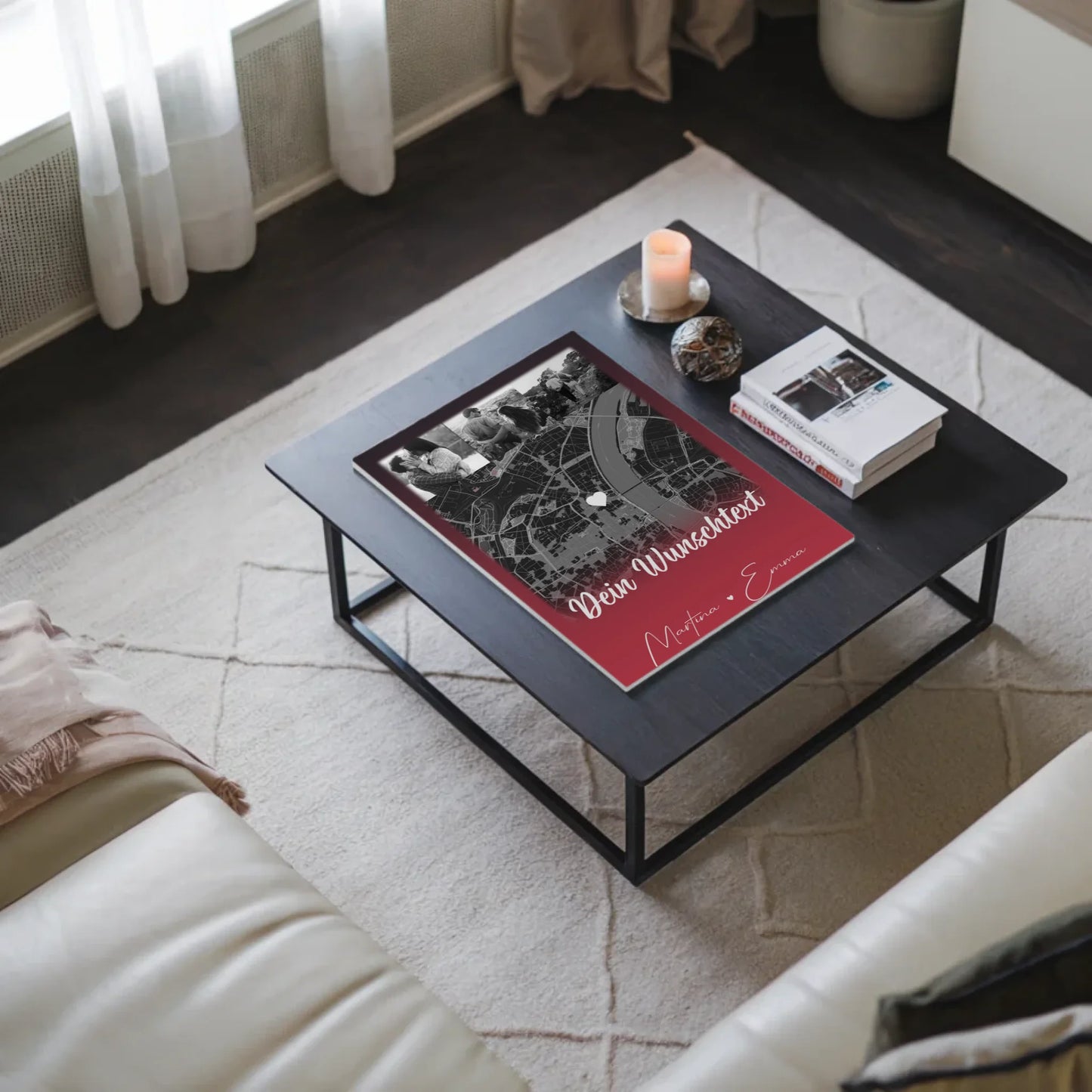 Personalisiertes Fotoboard Magnet Poster mit 4 Fotos Karte Wunschtext Ti Amo für einzigartige Geschenke 3