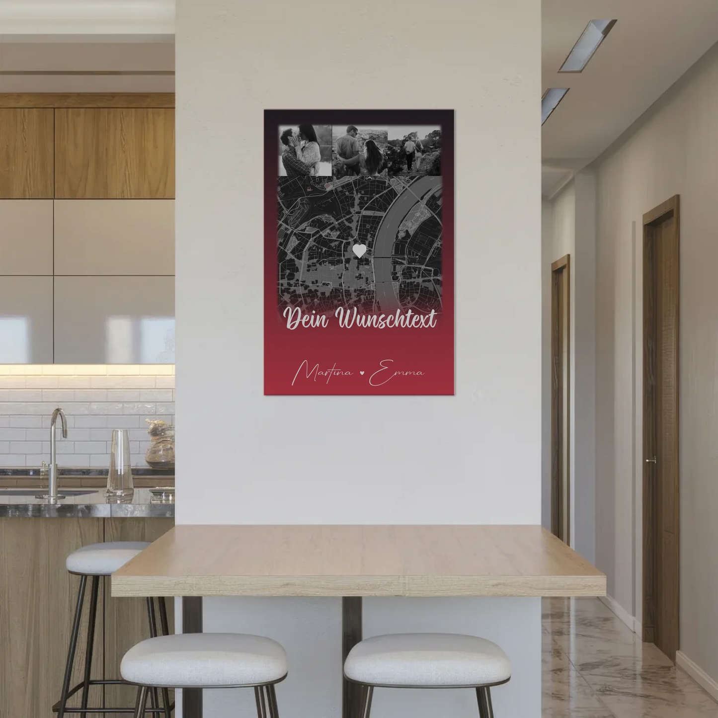 Personalisiertes Fotoboard Magnet Poster mit 4 Fotos Karte Wunschtext Ti Amo für einzigartige Geschenke 2