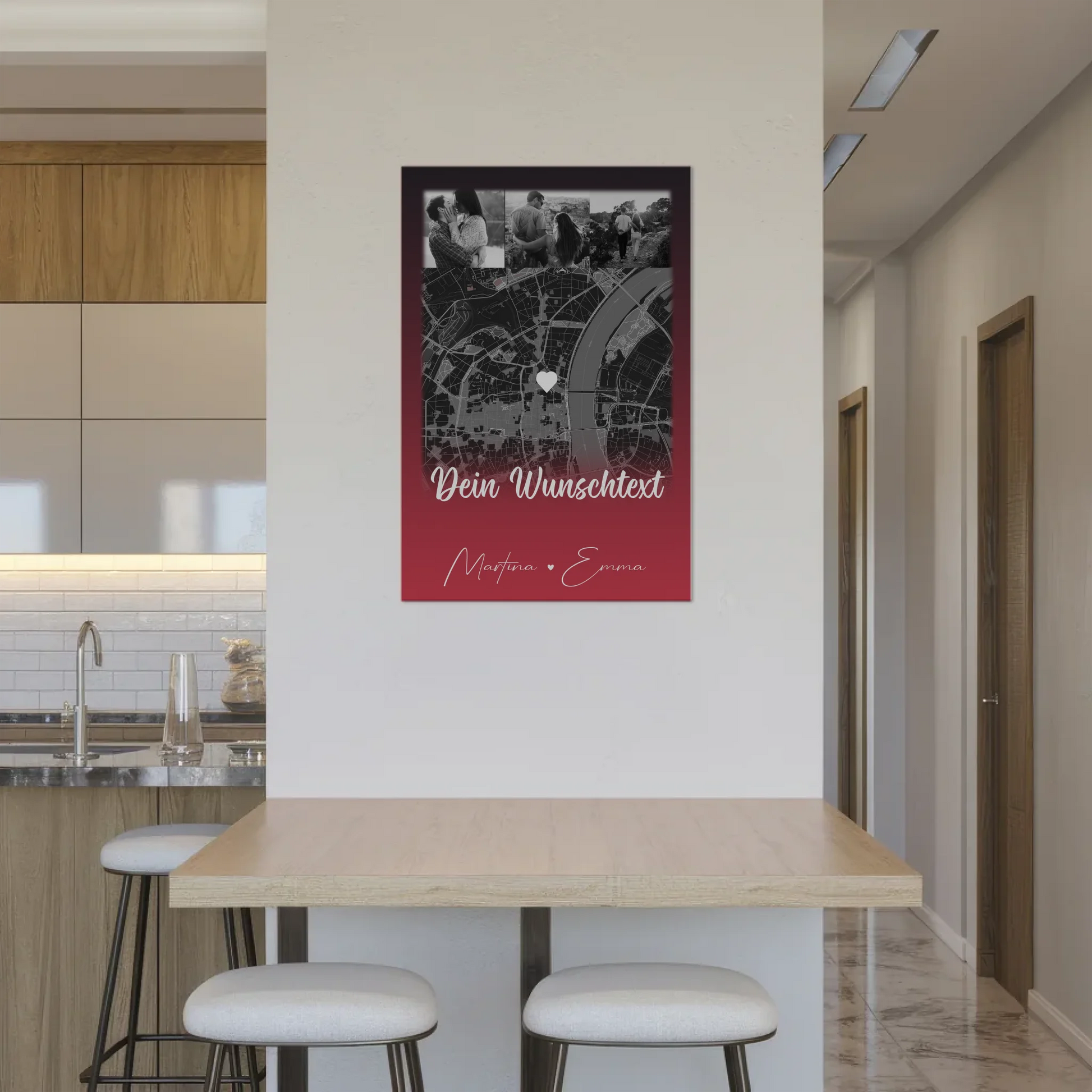Personalisiertes Fotoboard Magnet Poster mit 4 Fotos Karte Wunschtext Ti Amo für einzigartige Geschenke 2