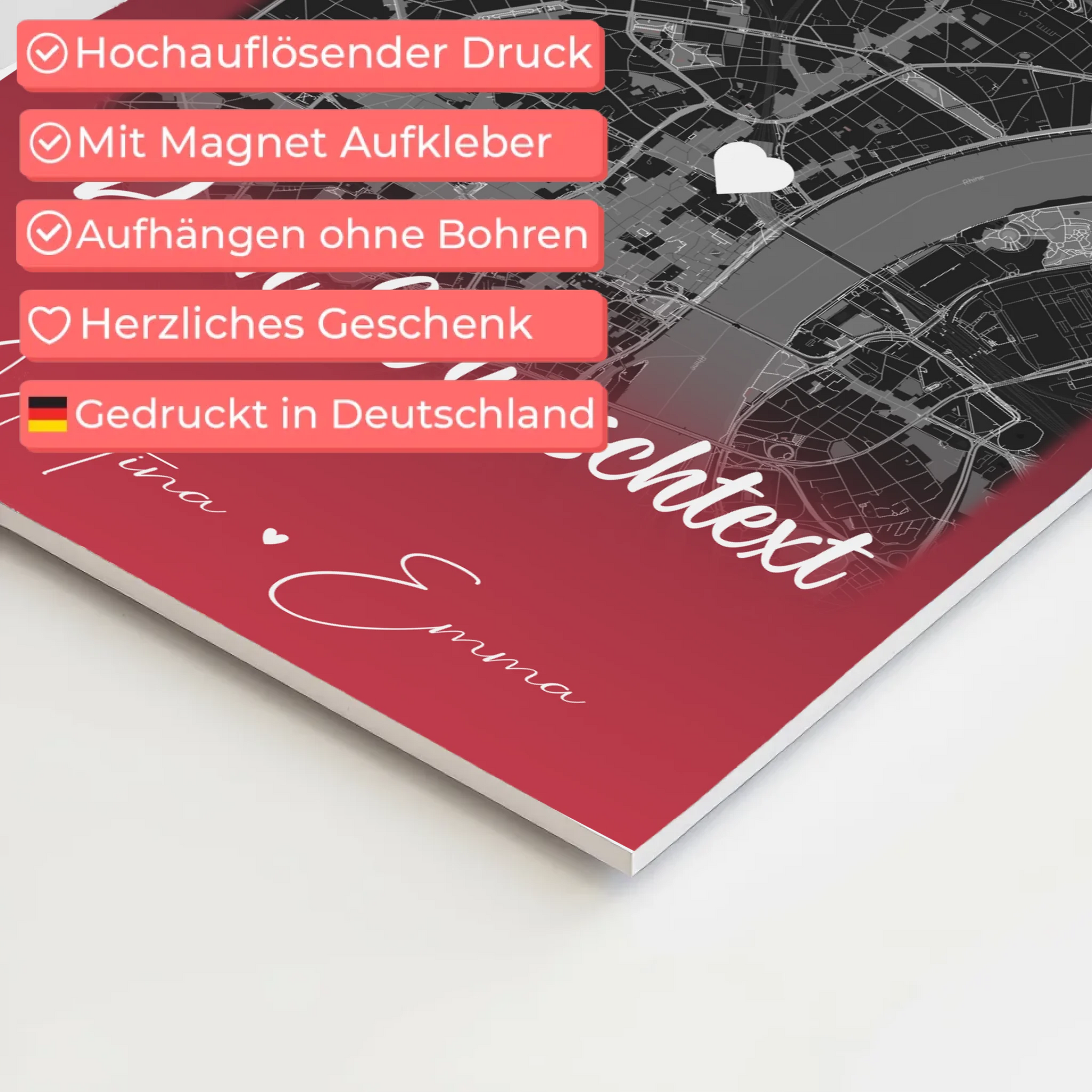 Personalisiertes Fotoboard Magnet Poster mit 4 Fotos Karte Wunschtext Ti Amo für einzigartige Geschenke 4