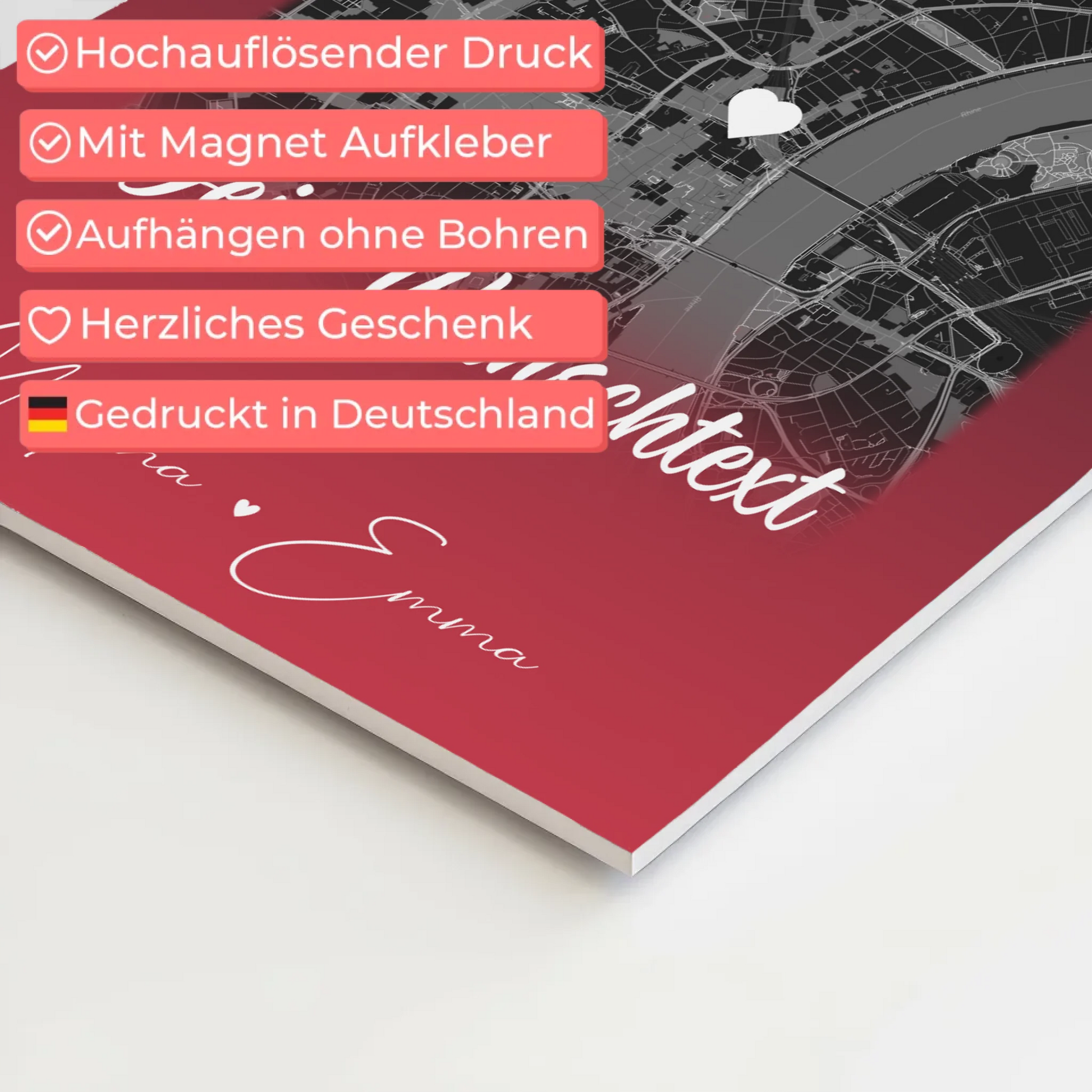 Personalisiertes Fotoboard Magnet Poster mit 4 Fotos Karte Wunschtext Ti Amo für einzigartige Geschenke 10