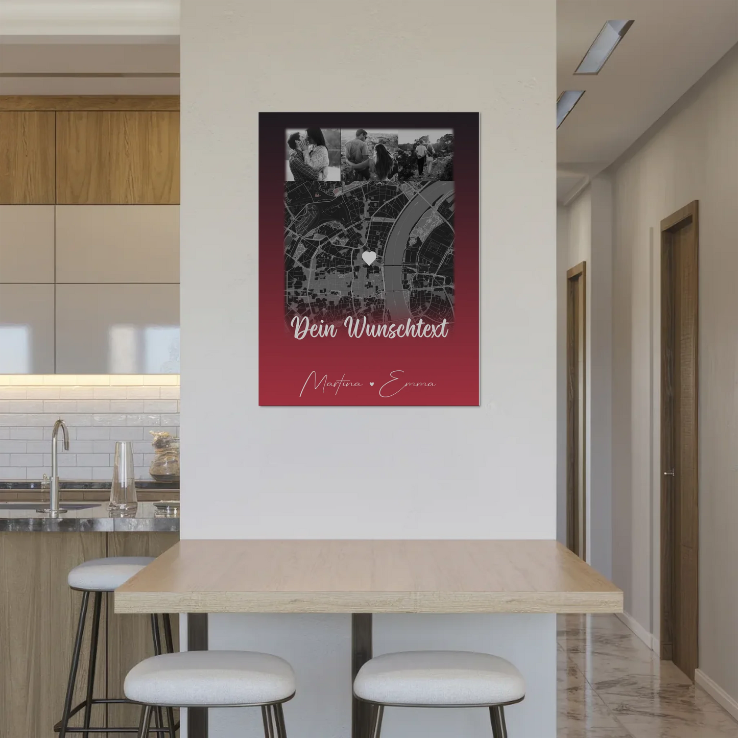 Personalisiertes Fotoboard Magnet Poster mit 4 Fotos Karte Wunschtext Ti Amo für einzigartige Geschenke