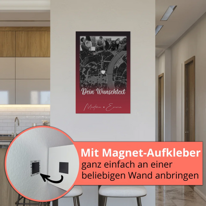 Personalisiertes Fotoboard Magnet Poster mit 4 Fotos Karte Wunschtext Ti Amo für einzigartige Geschenke