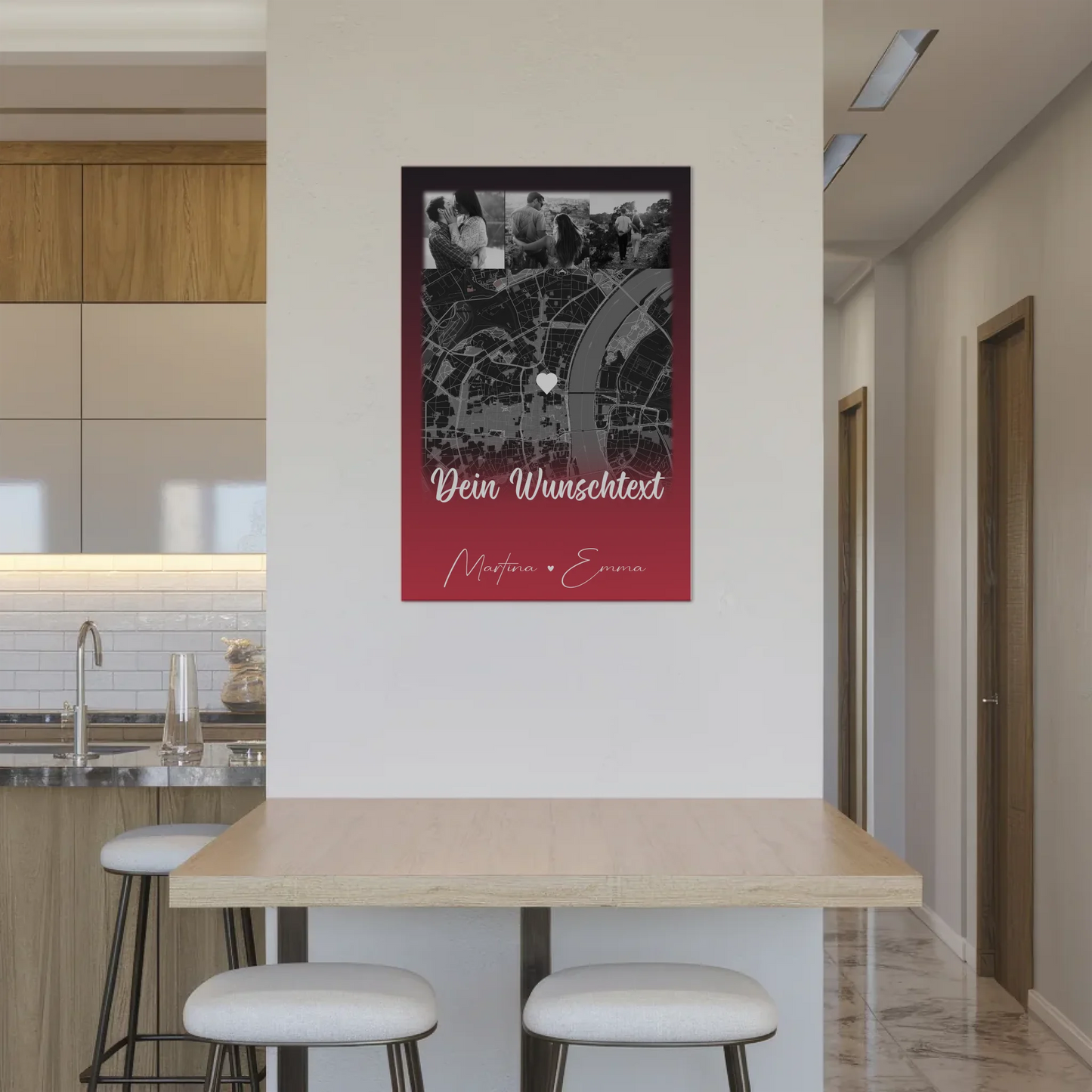 Personalisiertes Fotoboard Magnet Poster mit 4 Fotos Karte Wunschtext Ti Amo für einzigartige Geschenke