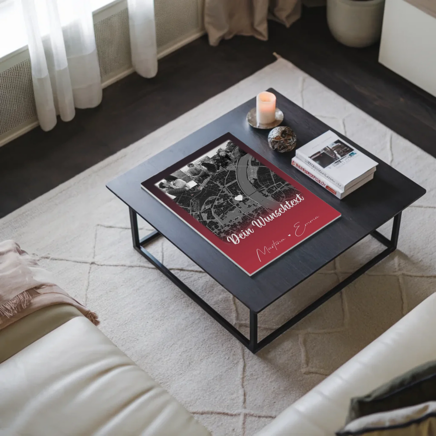 Personalisiertes Fotoboard Magnet Poster mit 4 Fotos Karte Wunschtext Ti Amo für einzigartige Geschenke