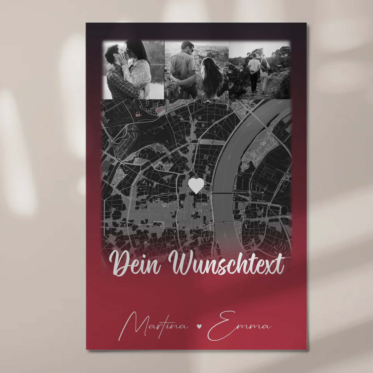 Personalisiertes Fotoboard Magnet Poster mit 4 Fotos Karte Wunschtext Ti Amo für einzigartige Geschenke