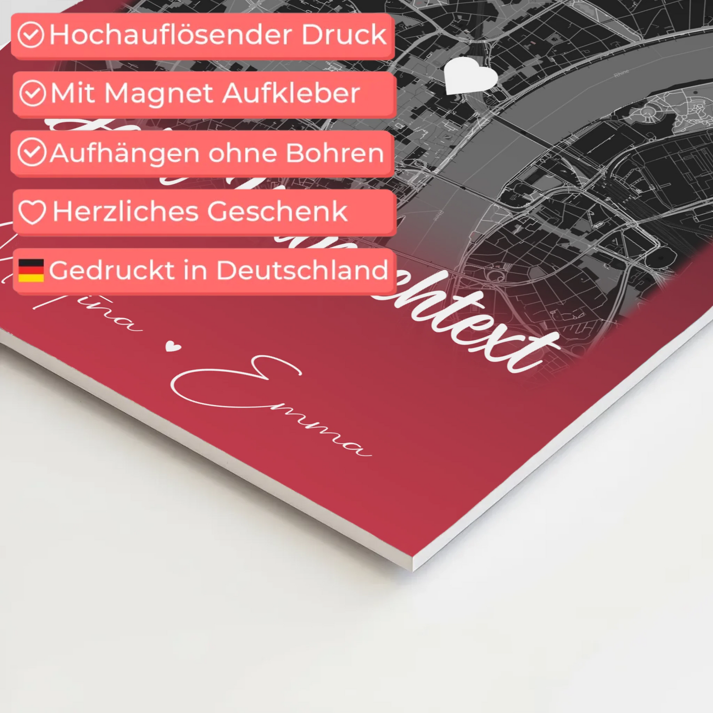 Personalisiertes Fotoboard Magnet Poster mit 4 Fotos Karte Wunschtext Ti Amo für einzigartige Geschenke