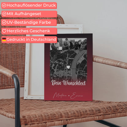 Leinwand Paare mit 4 Fotos Karte Wunschtext Ti Amo personalisiertes Geschenk