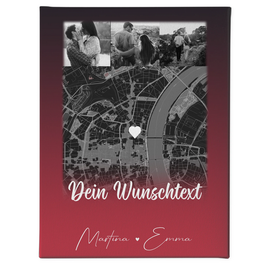Leinwand Paare mit 4 Fotos Karte Wunschtext Ti Amo personalisiertes Geschenk