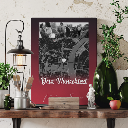 Leinwand Paare mit 4 Fotos Karte Wunschtext Ti Amo personalisiertes Geschenk
