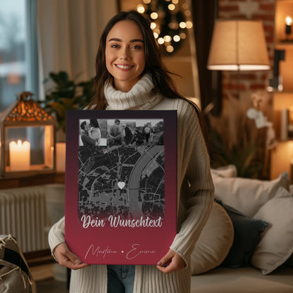 Leinwand Paare mit 4 Fotos Karte Wunschtext Ti Amo personalisiertes Geschenk