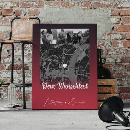 Leinwand Paare mit 4 Fotos Karte Wunschtext Ti Amo personalisiertes Geschenk