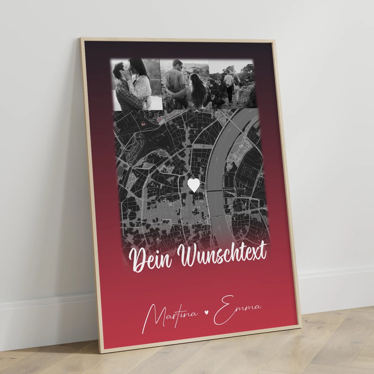 Personalisierte Poster Partner Ti Amo mit 4 Fotos und Karte und Wunschtext