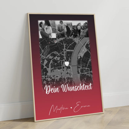 Personalisierte Poster Partner Ti Amo mit 4 Fotos und Karte und Wunschtext