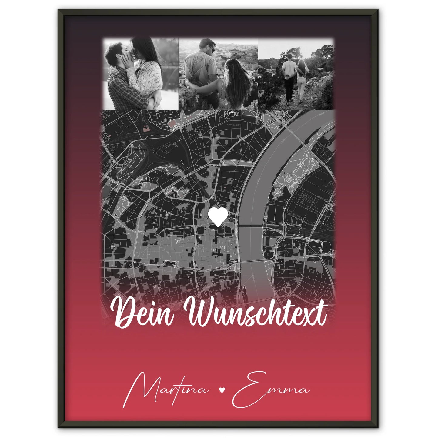 Personalisierte Poster Partner Ti Amo mit 4 Fotos und Karte und Wunschtext