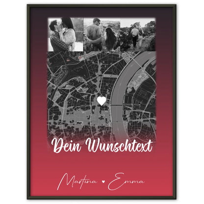 Personalisierte Poster Partner Ti Amo mit 4 Fotos und Karte und Wunschtext