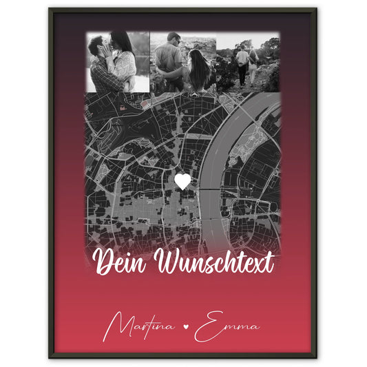 Personalisierte Poster Partner Ti Amo mit 4 Fotos und Karte und Wunschtext