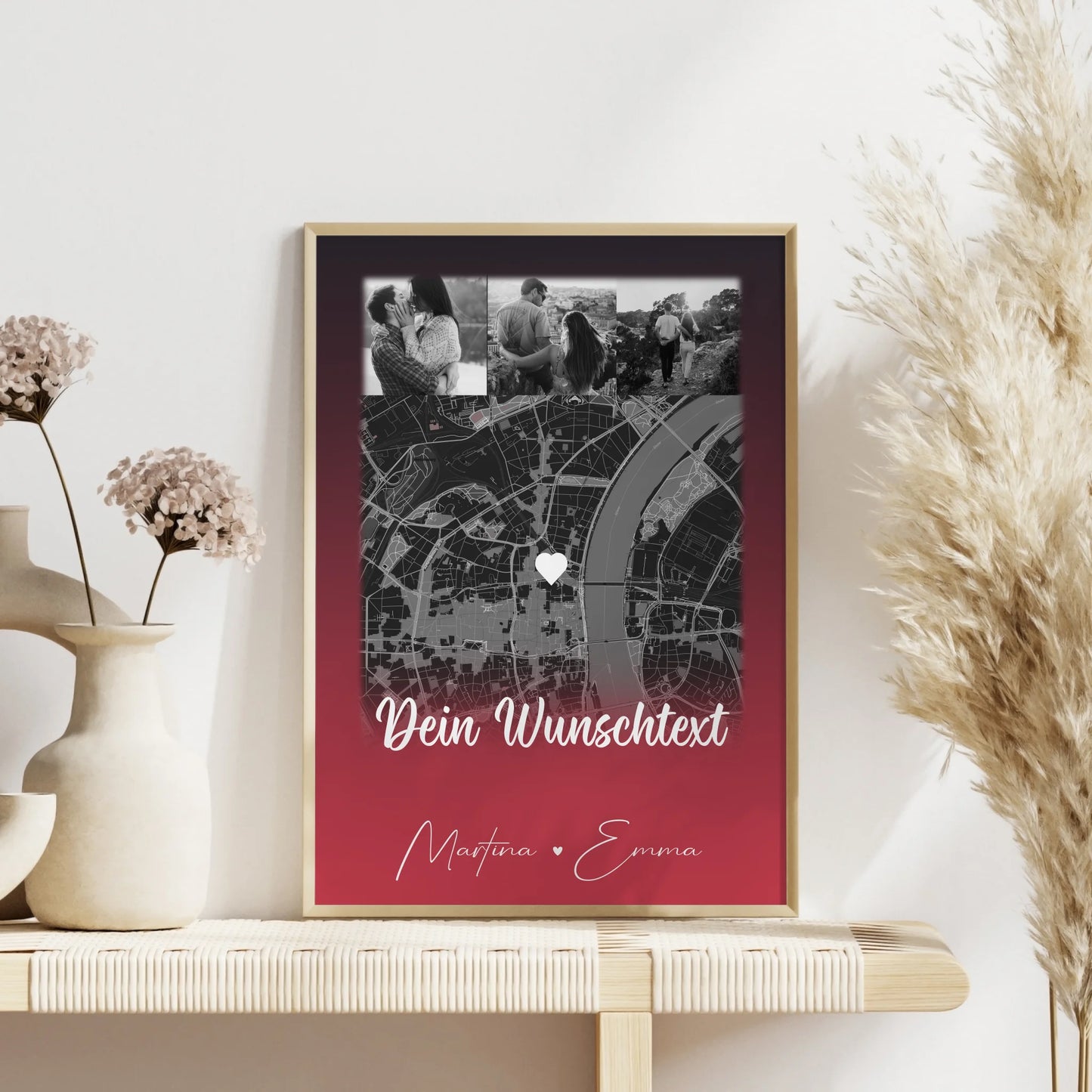 Personalisierte Poster Partner Ti Amo mit 4 Fotos und Karte und Wunschtext