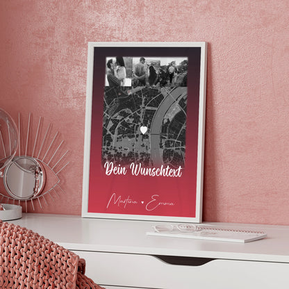 Personalisierte Poster Partner Ti Amo mit 4 Fotos und Karte und Wunschtext