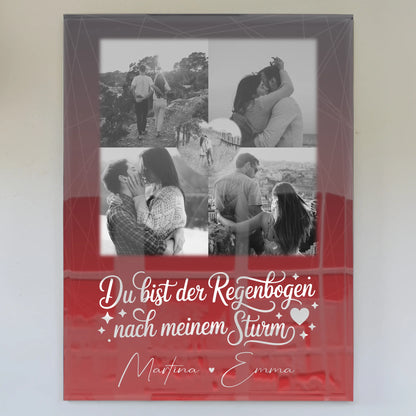 Personalisierte Foto Acrylglas Wanddekoration mit 4 Fotos und Herzmotiv Ti amo Liebe auf Italienisch