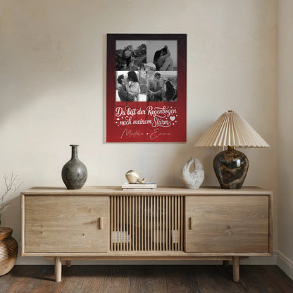 Personalisierte Foto Acrylglas Wanddekoration mit 4 Fotos und Herzmotiv Ti amo Liebe auf Italienisch