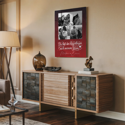 Personalisierte Foto Acrylglas Wanddekoration mit 4 Fotos und Herzmotiv Ti amo Liebe auf Italienisch