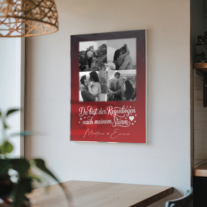 Personalisierte Foto Acrylglas Wanddekoration mit 4 Fotos und Herzmotiv Ti amo Liebe auf Italienisch