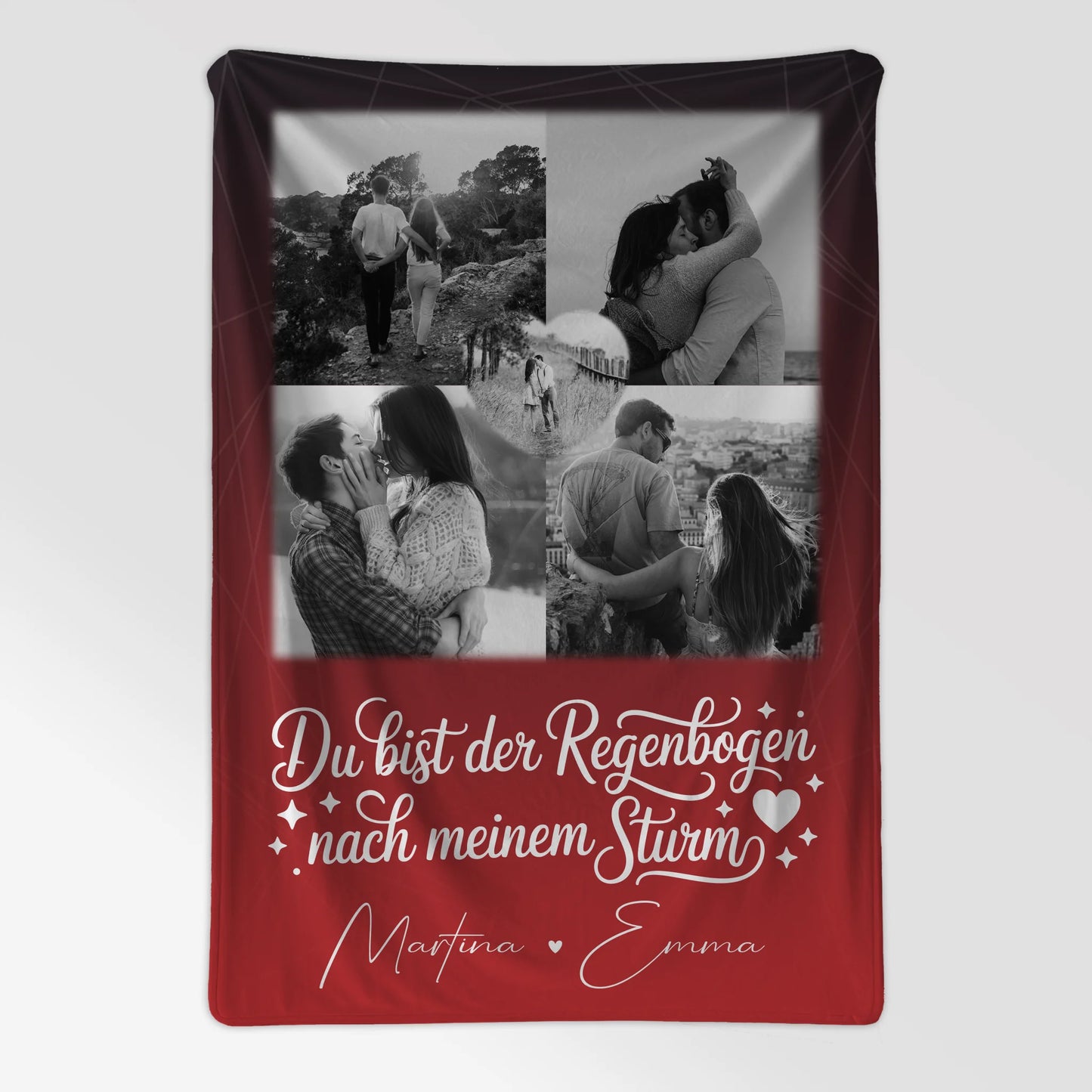 Decke Mit Namen 4 Fotos 1 Herz Foto Ti amo Liebe auf Italienisch personalisiertes Geschenk 7