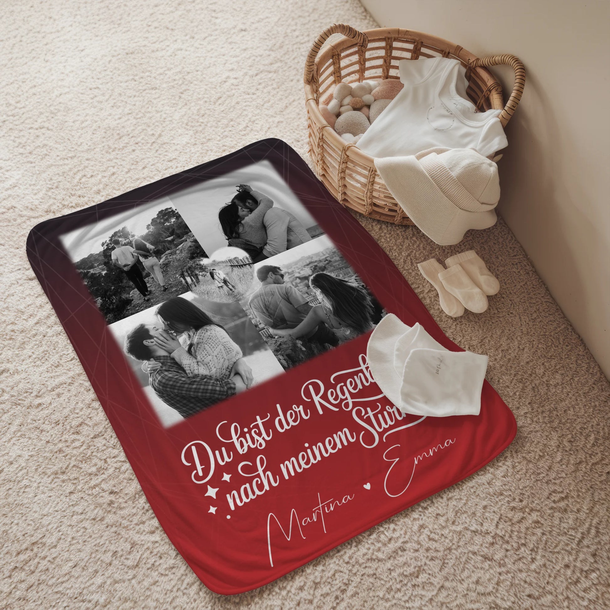 Decke Mit Namen 4 Fotos 1 Herz Foto Ti amo Liebe auf Italienisch personalisiertes Geschenk 2