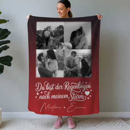 Decke Mit Namen 4 Fotos 1 Herz Foto Ti amo Liebe auf Italienisch personalisiertes Geschenk 1