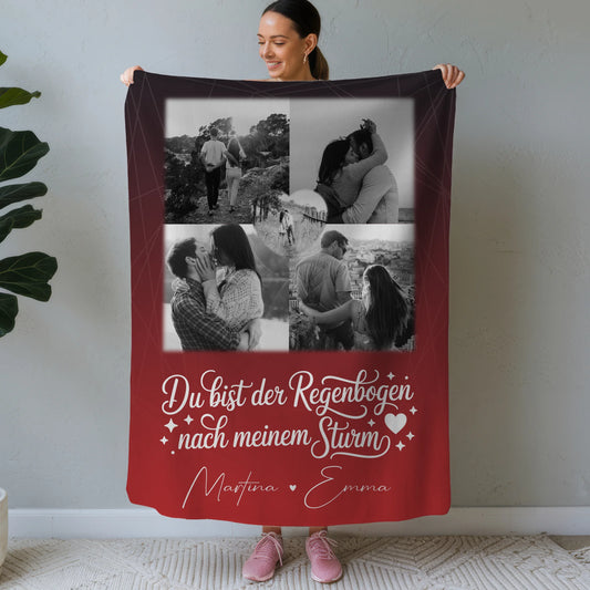 Decke Mit Namen 4 Fotos 1 Herz Foto Ti amo Liebe auf Italienisch personalisiertes Geschenk 1