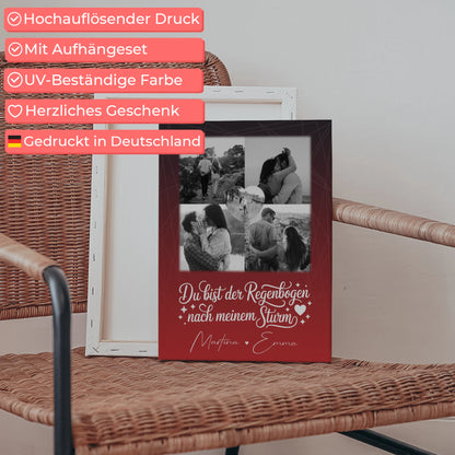 Personalisierte Leinwand Paare mit 4 Fotos und Herz Foto Ti amo Liebe auf Italienisch