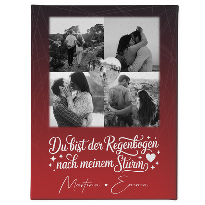 Personalisierte Leinwand Paare mit 4 Fotos und Herz Foto Ti amo Liebe auf Italienisch