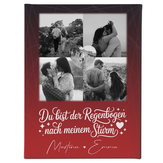 Personalisierte Leinwand Paare mit 4 Fotos und Herz Foto Ti amo Liebe auf Italienisch