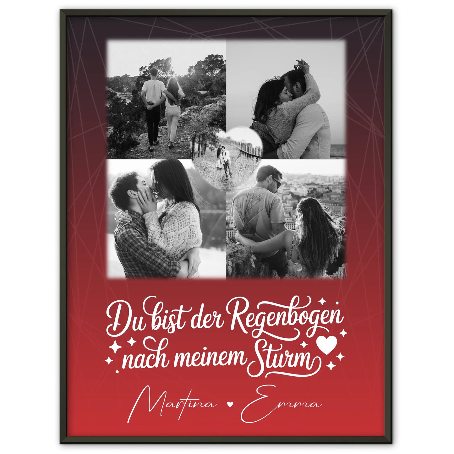 Liebes Poster mit 4 Fotos und 1 Herz Foto personalisiert Ti amo Liebe auf Italienisch