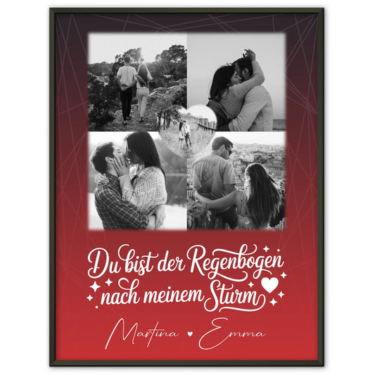 Liebes Poster mit 4 Fotos und 1 Herz Foto personalisiert Ti amo Liebe auf Italienisch