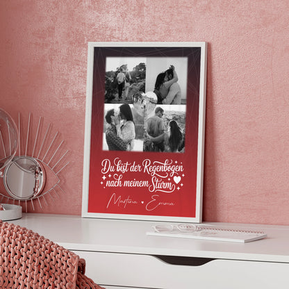 Liebes Poster mit 4 Fotos und 1 Herz Foto personalisiert Ti amo Liebe auf Italienisch