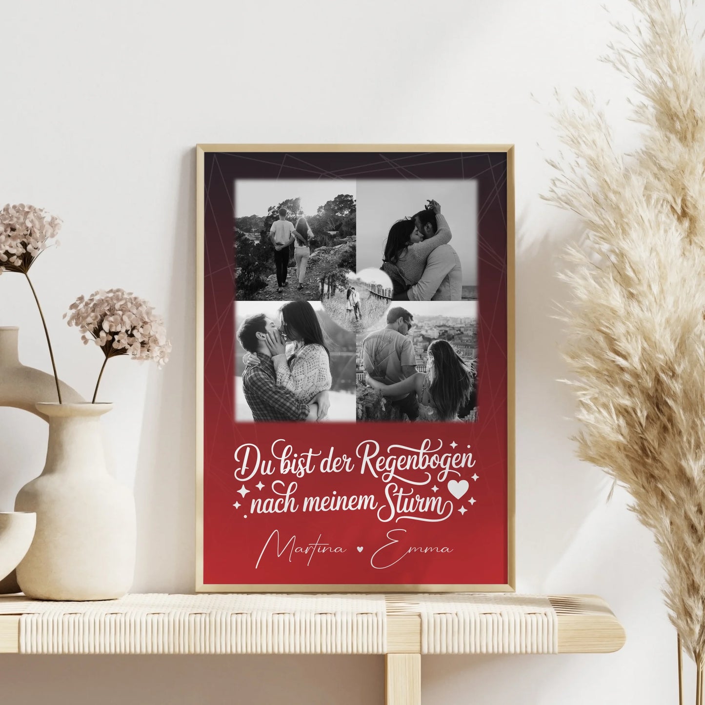 Liebes Poster mit 4 Fotos und 1 Herz Foto personalisiert Ti amo Liebe auf Italienisch