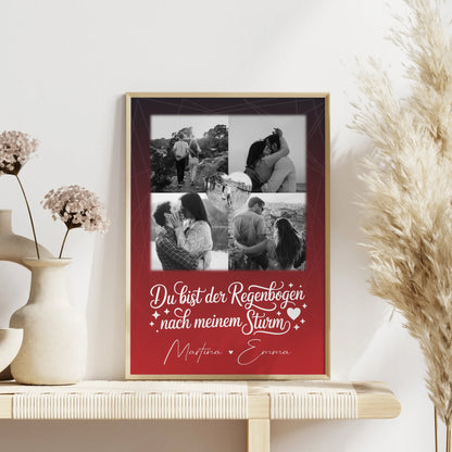 Liebes Poster mit 4 Fotos und 1 Herz Foto personalisiert Ti amo Liebe auf Italienisch