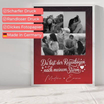 Liebes Poster mit 4 Fotos und 1 Herz Foto personalisiert Ti amo Liebe auf Italienisch