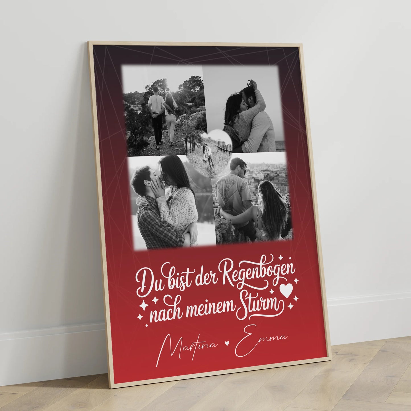 Liebes Poster mit 4 Fotos und 1 Herz Foto personalisiert Ti amo Liebe auf Italienisch