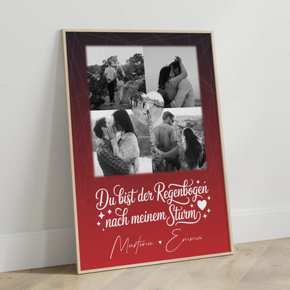 Liebes Poster mit 4 Fotos und 1 Herz Foto personalisiert Ti amo Liebe auf Italienisch